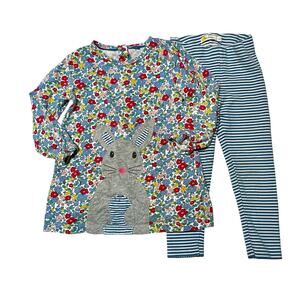 Baby Boden Floral Bunny Appliqué Tunic Outfit Size 2/3